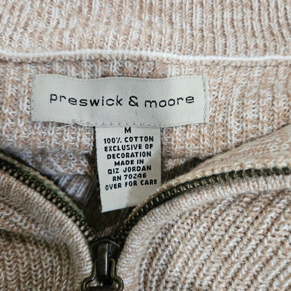 Preswick &‎ Moore Men's Medium 1/4 Zip 100% Cotton Sweater - Picture 3 of 5